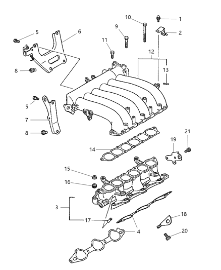 1998 Chrysler Sebring Manifolds - Intake & Exhaust Diagram 4