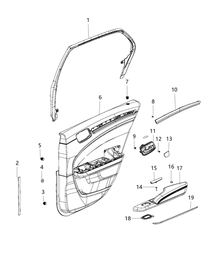 2019 Chrysler 300 PANELASSY-Rear Door Trim Diagram for 5PF832XDAG