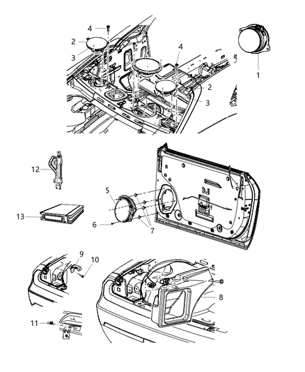 2009 Dodge Challenger Speaker Diagram for 68039662AA