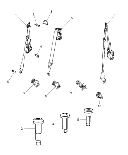 2010 Chrysler PT Cruiser Seat Belt Rear Diagram