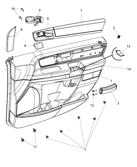 2015 Chrysler Town & Country Front Door Trim Panel Diagram