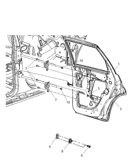 2009 Chrysler PT Cruiser Rear Door Hinge Diagram for 5257976AB