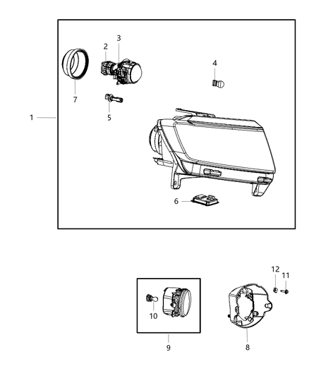 2012 Dodge Durango Halogen Head Light Diagram for 55079367AB