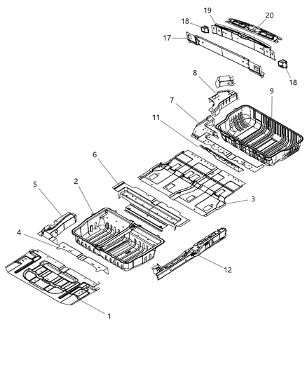 2008 Chrysler Town & Country CROSSMEMBER-Floor Pan Diagram for 5109421AC
