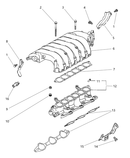 2000 Chrysler Cirrus Manifolds - Intake & Exhaust Diagram 3