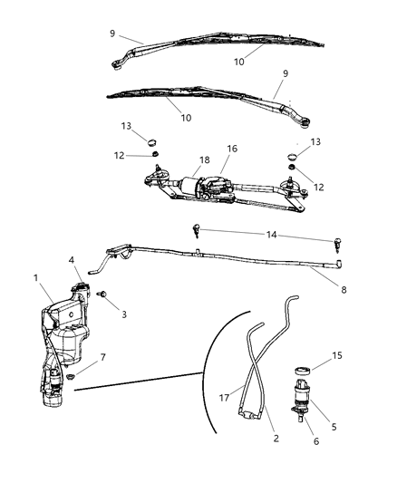 2007 Dodge Caliber Blade-Front WIPER Diagram for 5183258AA