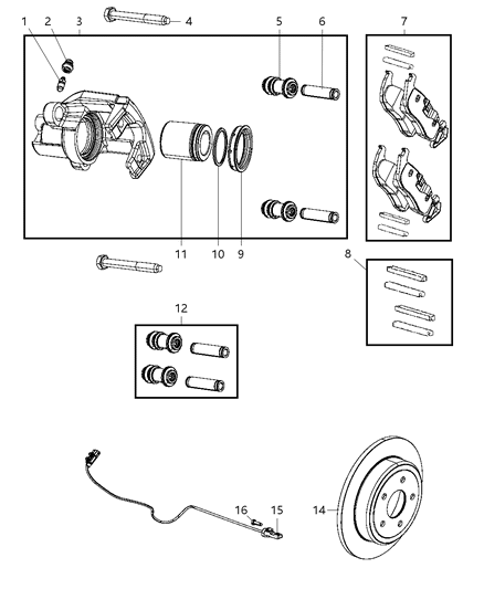 2008 Jeep Commander Brakes, Rear, Disc Diagram