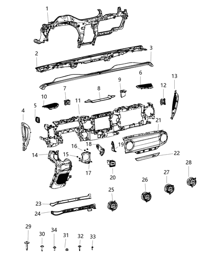 2019 Jeep Wrangler Bracket-Instrument Panel Diagram for 68351233AC