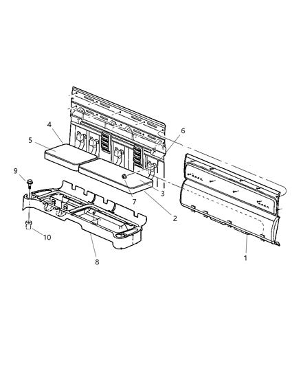 2000 Dodge Dakota Rear Seat & Attaching Parts Diagram