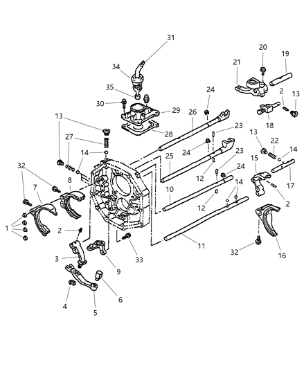 1997 Dodge Dakota Fork & Rail Diagram