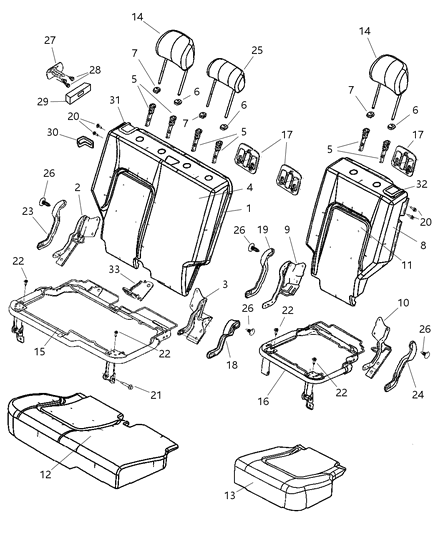 2006 Jeep Liberty Seat Back-Rear Diagram for 1BB671DBAA