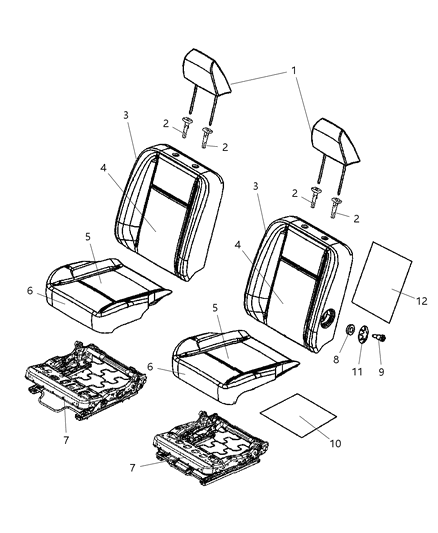 2009 Dodge Ram 4500 Front Seat Back Cover Diagram for 1ML381J3AA