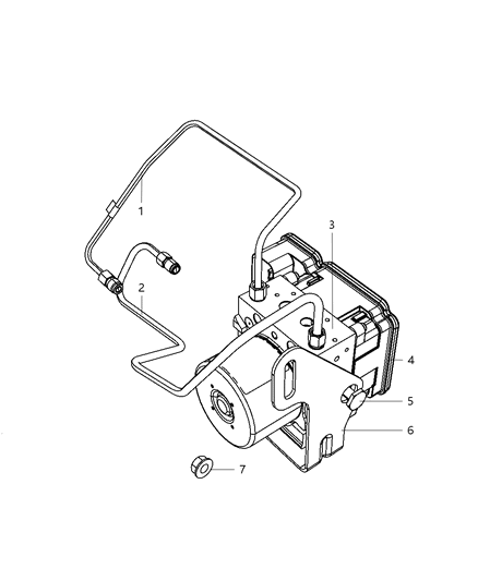 2011 Dodge Durango Hydraulic Control Unit & Brake Tubes, To Master Cylinder Diagram