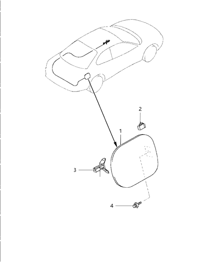 1999 Chrysler Sebring Coupe Fuel Filler Lid & Lock Diagram