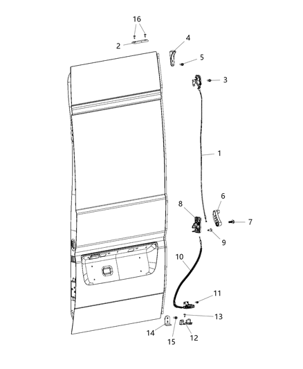 2019 Ram ProMaster 1500 Rear Door Latch & Handle Diagram 1