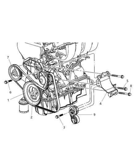 2007 Dodge Grand Caravan Pulley & Related Parts Diagram 1