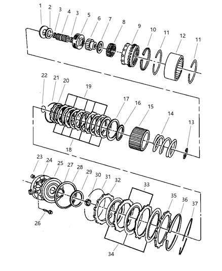 1997 Jeep Grand Cherokee Clutch, Overdrive With Gear Train Diagram