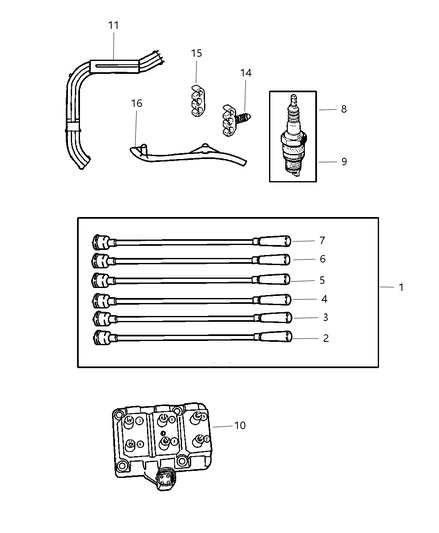 1997 Chrysler LHS Spark Plugs, Cables & Coils Diagram