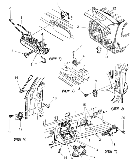 1997 Dodge Grand Caravan Handle Liftgate Diagram for JS12SC5