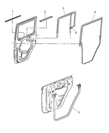 2007 Jeep Wrangler Rear Door Weatherstrips Diagram