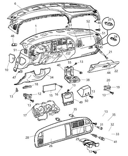 2001 Dodge Ram 2500 Instrument Panel Diagram