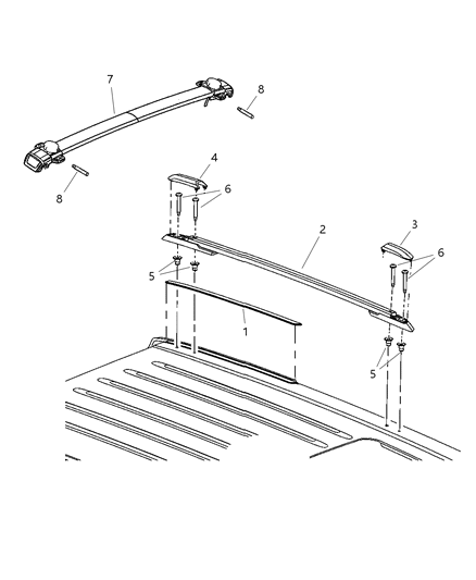 2006 Jeep Grand Cherokee Rack-Luggage Rack Diagram for 55157114AB