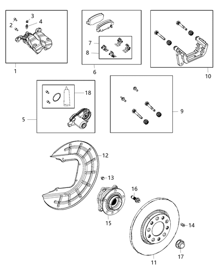 2015 Jeep Cherokee Rear Disc Brake Pad Kit Diagram for 68225327AB