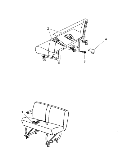 2000 Dodge Grand Caravan Seat Belts - Rear Inner Diagram