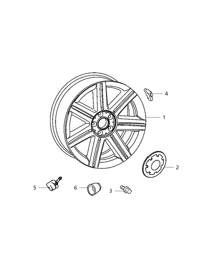 2005 Chrysler Crossfire Wheel Center Cover Diagram for 5135522AA