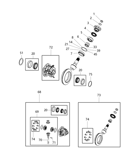 2021 Jeep Gladiator Differential Assembly, Front Diagram