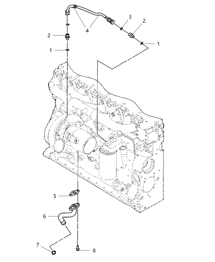 2007 Dodge Ram 3500 Turbo Charger , Oil Lines & Plumbing Diagram 1