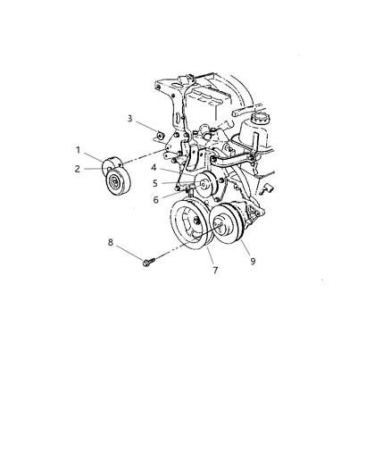 2005 Dodge Grand Caravan Pulley & Related Parts Diagram 1