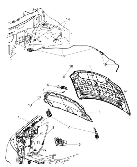 2009 Dodge Grand Caravan Hood Hinge Diagram for 4894864AB