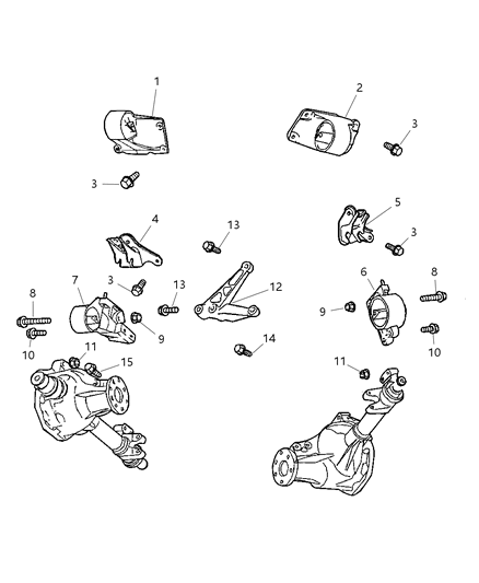 2002 Dodge Durango Engine Mounting, Front Diagram 1