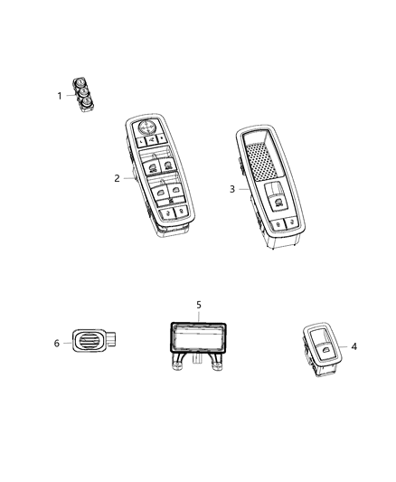 2019 Jeep Cherokee Switches - Doors & Liftgate Diagram