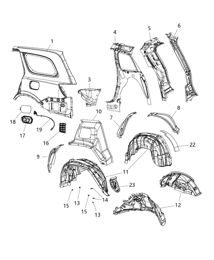 2021 Jeep Grand Cherokee Rear Quarter Panel Diagram