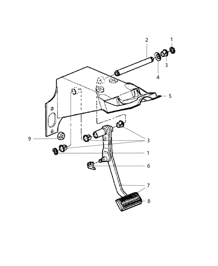 2011 Dodge Dakota Pedal, Brake Diagram