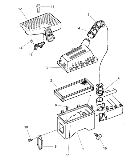 1997 Jeep Cherokee Air Cleaner To Throttle Body Hose Diagram for 53006275