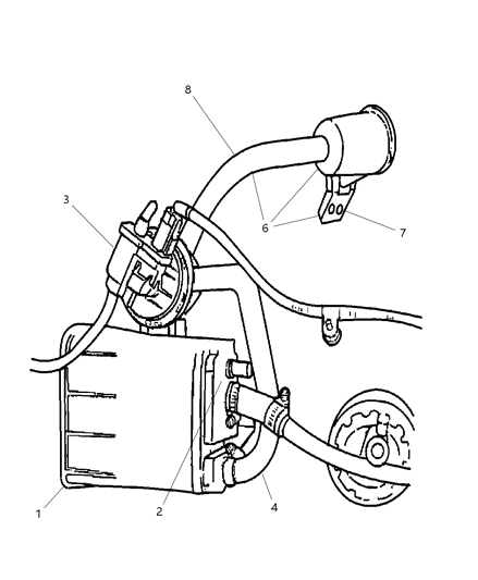 2003 Chrysler Sebring Sedan & Convertible Vacuum Canister & Leak Detection Pump Diagram