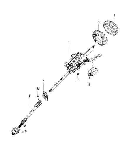 2021 Jeep Wrangler Steering Column Intermediat Shaft Diagram for 68274744AC