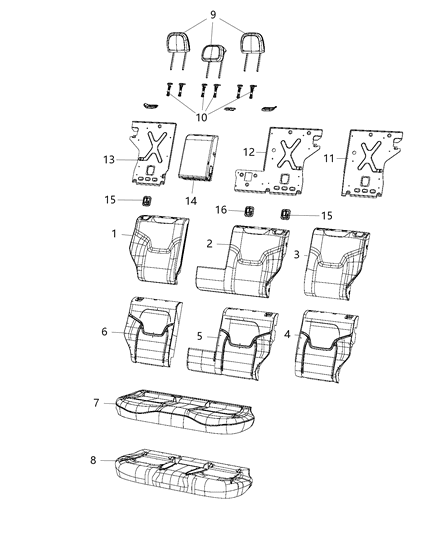 2016 Jeep Renegade Rear Seat Back Cover Diagram for 6AM56PXRAA