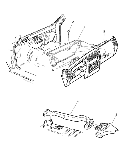 2000 Jeep Cherokee Duct-Floor Console Diagram for 55036870