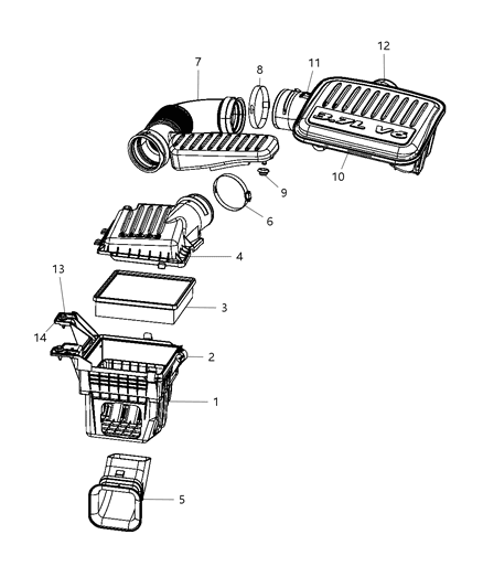 2008 Dodge Durango Air Cleaner Hose Diagram for 53032796AB