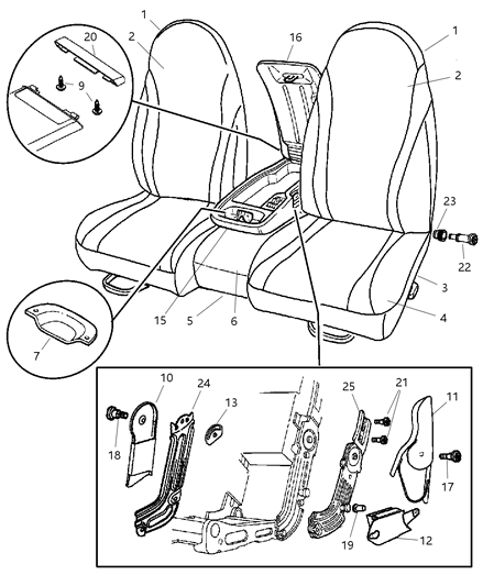 2002 Dodge Dakota Seat Back Cover Diagram for UH721L5AA