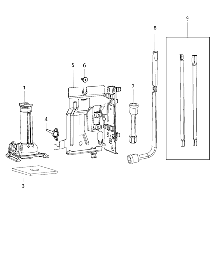 2019 Ram 3500 Cab Chassis(<10K lb.) Jack Assembly & Tools Diagram