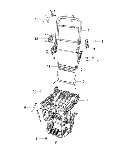 2017 Chrysler Pacifica Frame-Second Row Seat Cushion Diagram for 68323576AB