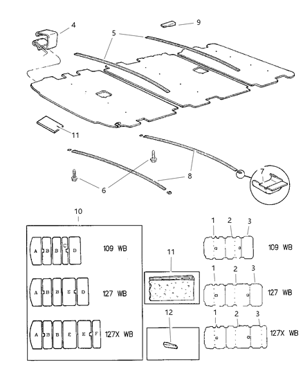 1997 Dodge Ram Wagon Headliner Diagram