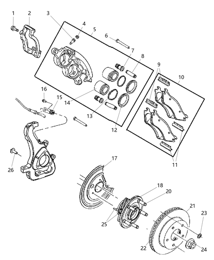 2002 Dodge Ram 1500 Front Brake Rotor Diagram for V5010080AB