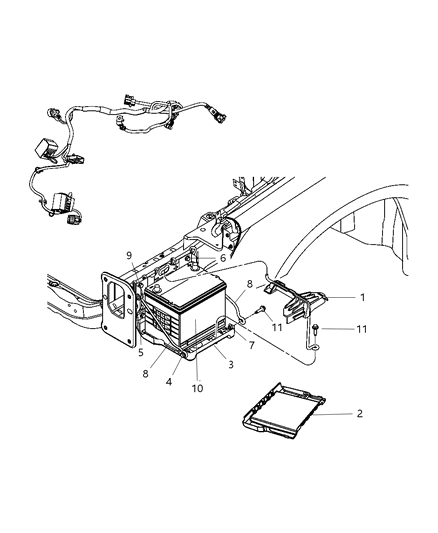 2009 Dodge Avenger Battery Tray & Support Diagram