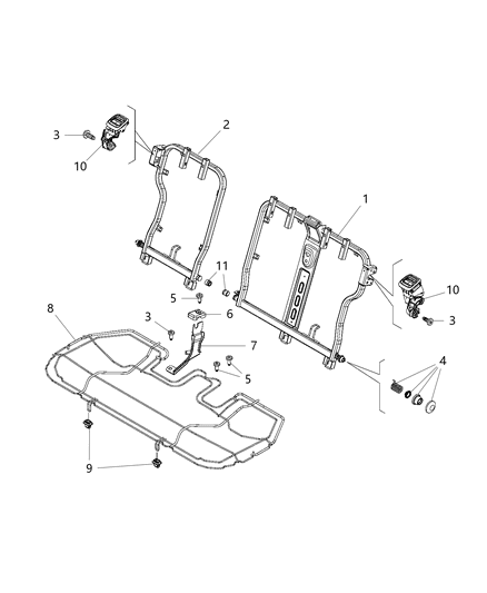 2020 Jeep Renegade Rear Seat - Adjusters, Recliners And Shields Diagram 2